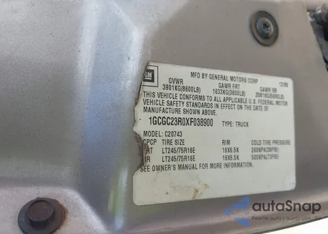 1999 Chevrolet C2500 z USA, uszkodzony, nr VIN 1GCGC23R0XF038900